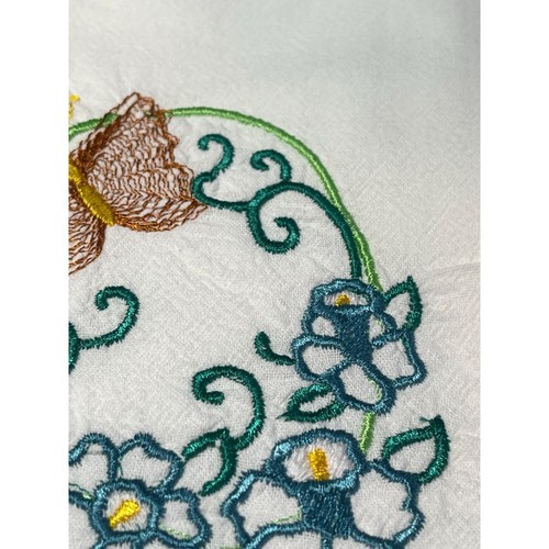 "Geschirrtuch Geschirrtücher Schmetterling & Blumen 100 % Baumwolle Maschine bestickt 32""x36" - Bild 3 von 5