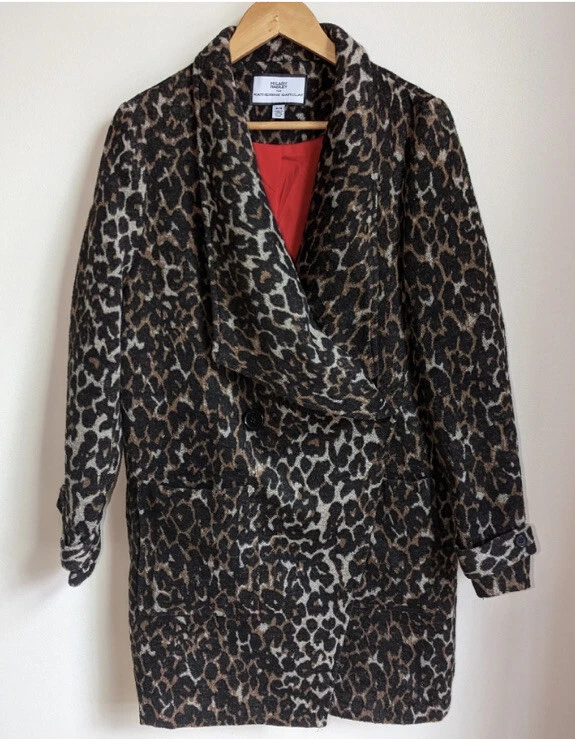Abrigo de leopardo forrado súper suave otoño ligero para mujer M estampado animal Foto 2 de 4
