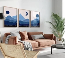 Modern Minimalist Abstract Landscape 3 Set Canvas Wall Paintings For Home Decor