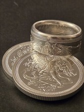 RARE Isle Of Man Angel Coin Ring 999 Silver Angel Michael Sz 8-14 Mirror Finish