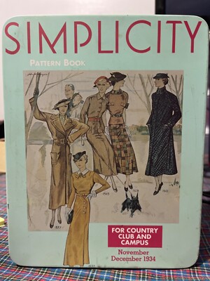 Vintage McCall's Simplicity Tin Sewing Pattern Magazine Repro 1934 BLUE