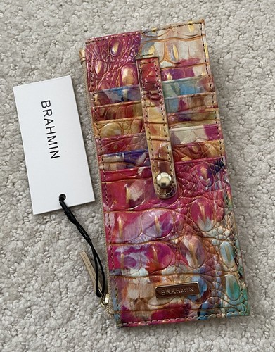 New Brahmin Melbourne Credit Card Slim Leather Wallet HAPPY HOUR Multicolor NWT - Picture 8 of 11