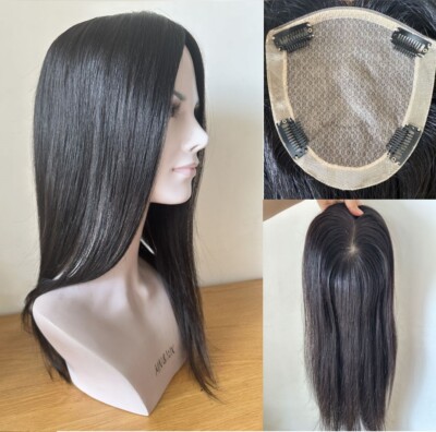 5.5''X6''Silk Base Clip In 100%Cuticle Aligned Best Virgin Human Hair Topper 8-20''