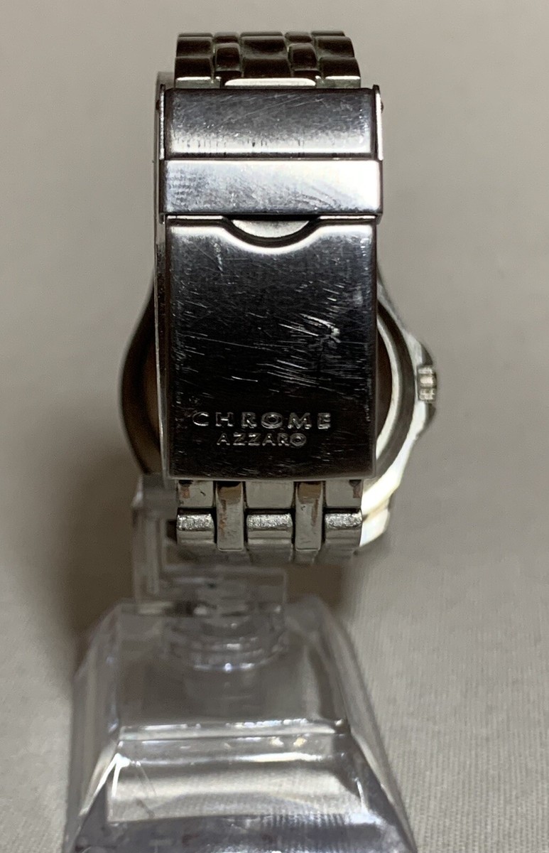 Chrome By Azzaro Men's Silver Tone Watch With Date Indicator Chrome By Azzaro Men's Silver Tone Watch With Date Indicator