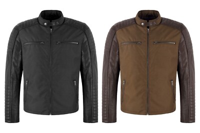 Herren Cafe Racer Biker Cordura Echt Leder Jacke Motorrad Stepp Style Michael