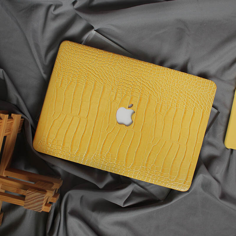 Macbook Yellow Laptop Case Lemon Yellow Crocodile PU Leather Cover