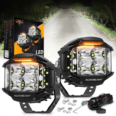 AUXBEAM 4''inch Side Shooter LED Work Light Pods Fog Offroad Driving DRL Wiring