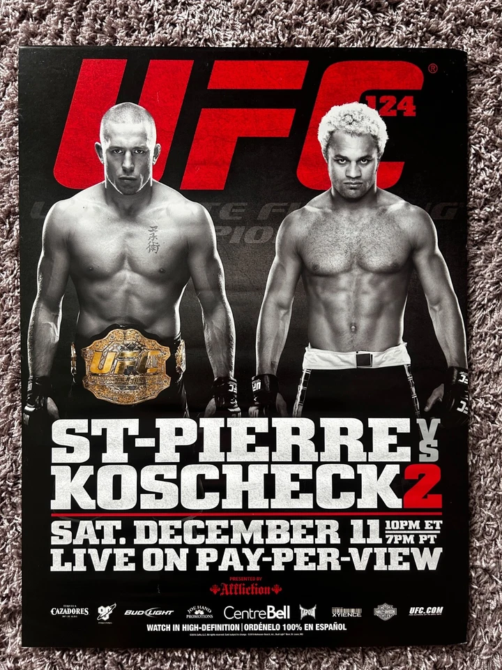 Póster oficial UFC 124/UFC 125 doble cara 18x24 gran forma George St. Pierre Foto 2 de 4