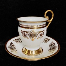 Antique Sevres style chocolate cup and saucer c19th century