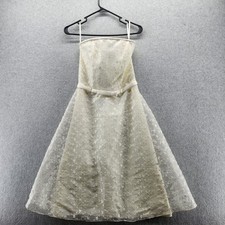 Jessica McClintock Bridal Dress Womens 6 Ivory A-Line Lace Sequin Bow Made USA