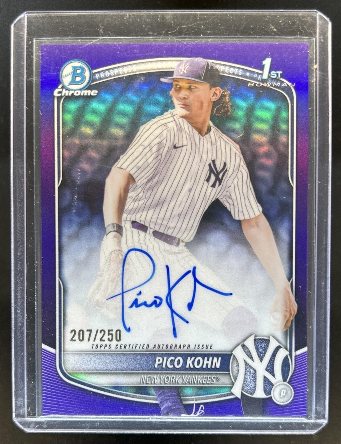 2025 Bowman Draft Pico Kohn Chrome Auto Purple Refractor 1st #/250 Yankees