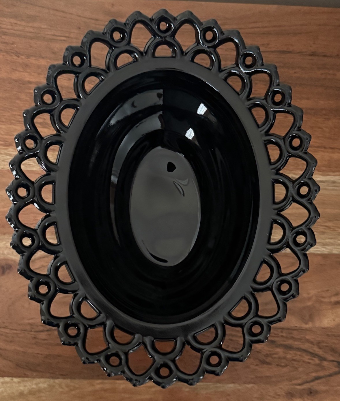 Mosser Glass USA Turkey on Nest BLACK GLASS w/Lace Edge THANKSGIVING Holiday