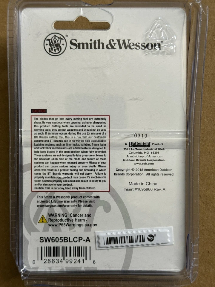 CUCHILLO CARPETA SMITH & WESSON SW605BL AZUL/NEGRO, HOJA NEGRA Foto 2 de 2