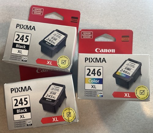 Lot of 3 New Canon PG-245XL & CL-246 Black Color Genuine Ink Cartridge PIXMA OEM - Bild 2 von 8