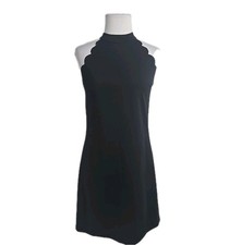 Fortune & Ivy Marina Black Scallop Detail Mini Dress Sleeveless High Neck Small