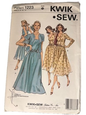 Vintage Misses Dress & Jacket Kwik Sew Pattern 1175 Sizes 6-8-10-12 Unopened