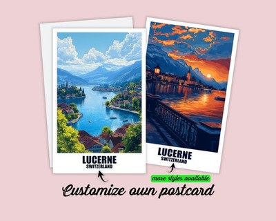 Luzern Postkarte & Poster Schweiz Karte Grußkarte Reisekarte Geschenkkarte