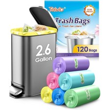 Small Trash Bags 2.6 Gallon 120 Count Colorful Garbage Bags for Bathroom Home