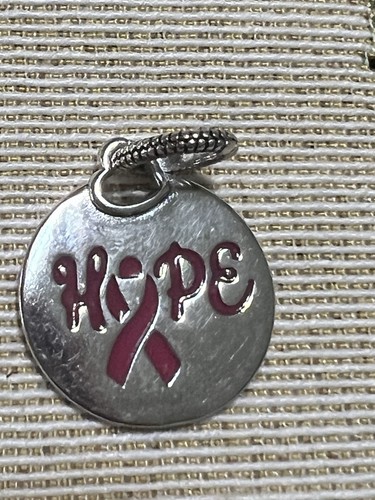 Pandora Breast Cancer Pink Ribbon Hope 925 Sterling Silver Dangle Charm