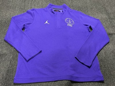 Jordan Sweater Mens Large Purple Quarter Zip Fleece Jumpman Pocket Sweatshirt
