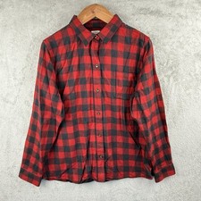 L.L. Bean Scotch Plaid Flannel Shirt Womens L Red Button Up Casual L/S Soft
