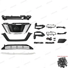 14PC For Rogue 2017-2019 Grille, Radiator Bracket, Fog Lamp & Bumper Molding Set
