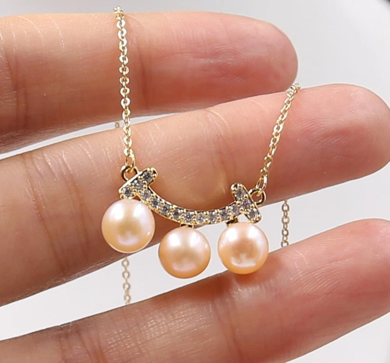 7 mm South Sea Natural Pink 18 " Pearl Necklace 14k Gold P - Picture 1 of 2