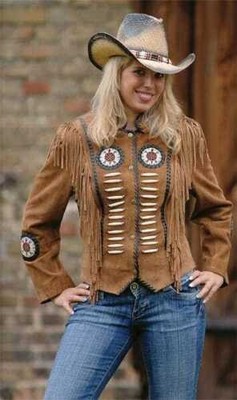 Women Native American Cowgirl Suede Leather Jacket Beeded