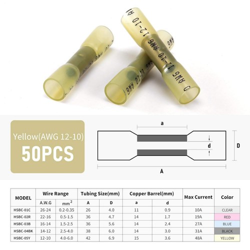Heat Shrink Connectors-200PCS Boxed 3:1 Waterproof Assortment 3 Colors Free Ship - Picture 11 of 45