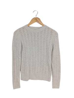 OODJI ULTRA Feinstrickpullover Damen Pullover Gr. DE 36 wollweiß-silberfarben