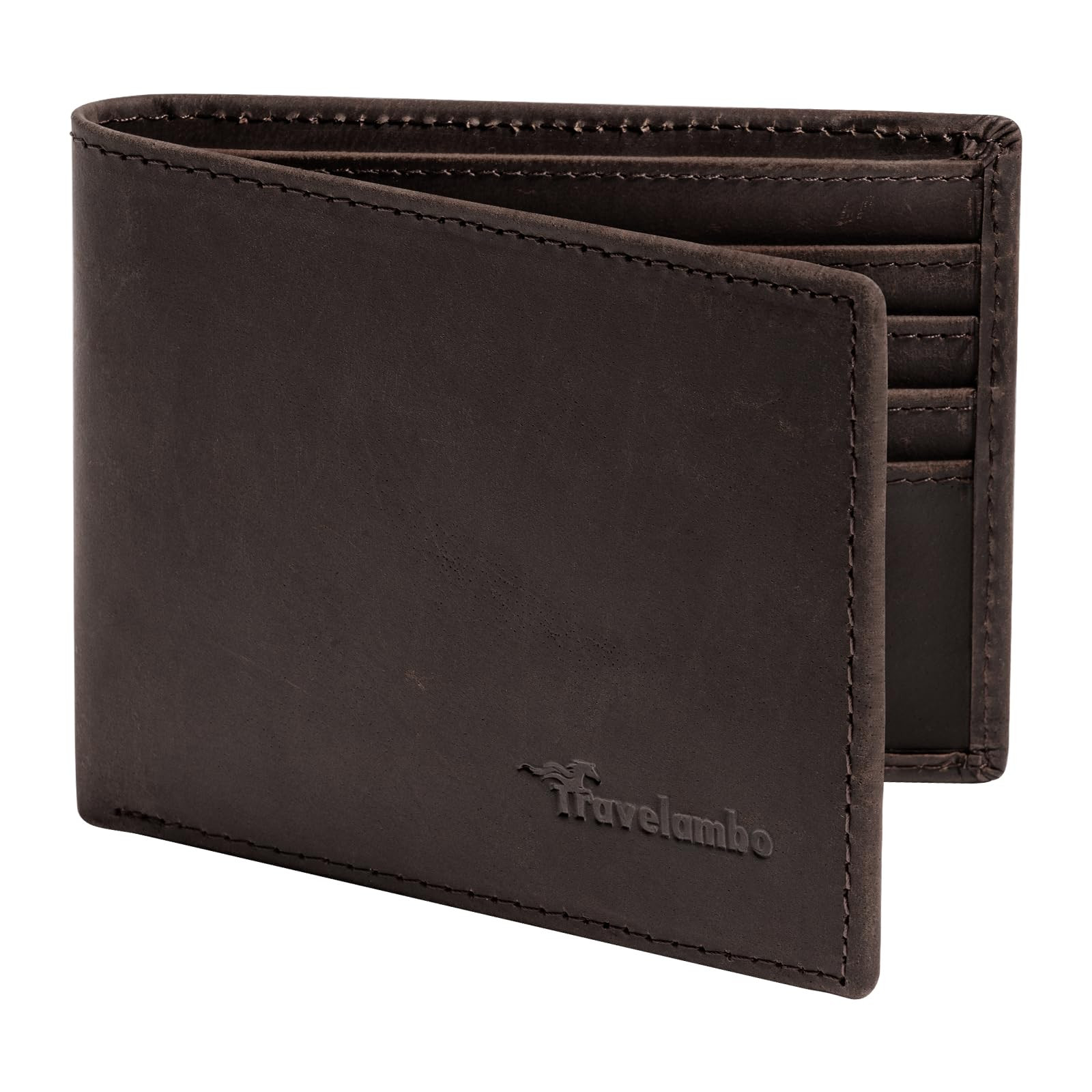 Genuine Top Grain Leather Bifold Wallet for Men, 100% Real Leather Billfold