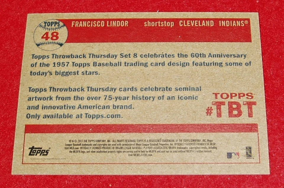 2017 Topps Tbt Francisco Lindor 48  FULL BLEED BOARDER - Image 2 of 2