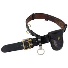 Vintage Sam Browne Security Military Combat Duty Police Leather Belt Sz 34