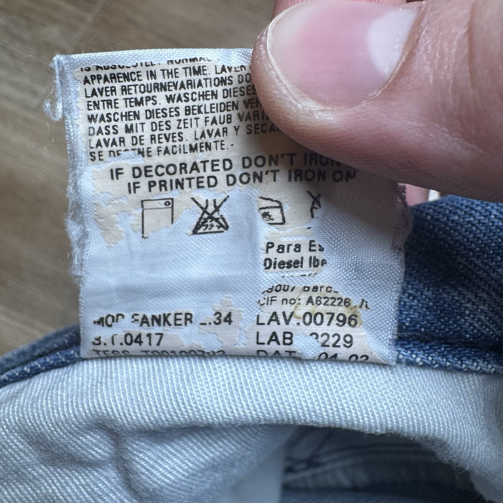 Diesel Jeans Men 33 (Fits 31x28) Blue Fanker Slim Bootcut Dirty Acid Wash Italy thumbnail 9