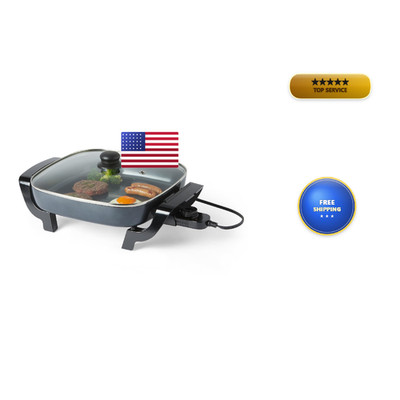 Retailer Basics Electric Skillet And Frying Pan Glass Lid Nonstick Ceramic