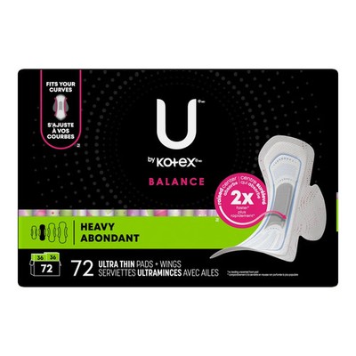U by Kotex Balance Ultra Thin Pads with Wings Heavy Absorbency Durable 72pcs NEW