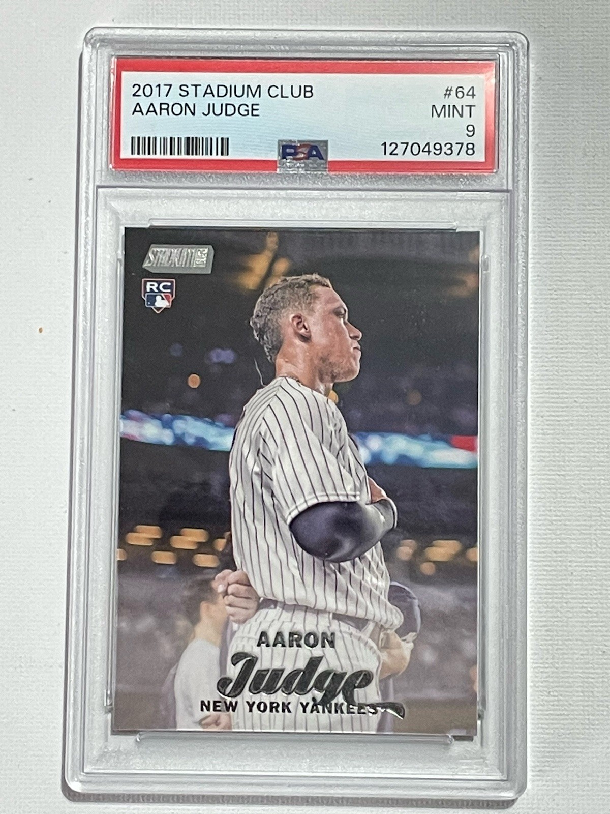 2017 Topps Stadium Club Aaron Judge RC #64 PSA Mint 9 New York Yankees