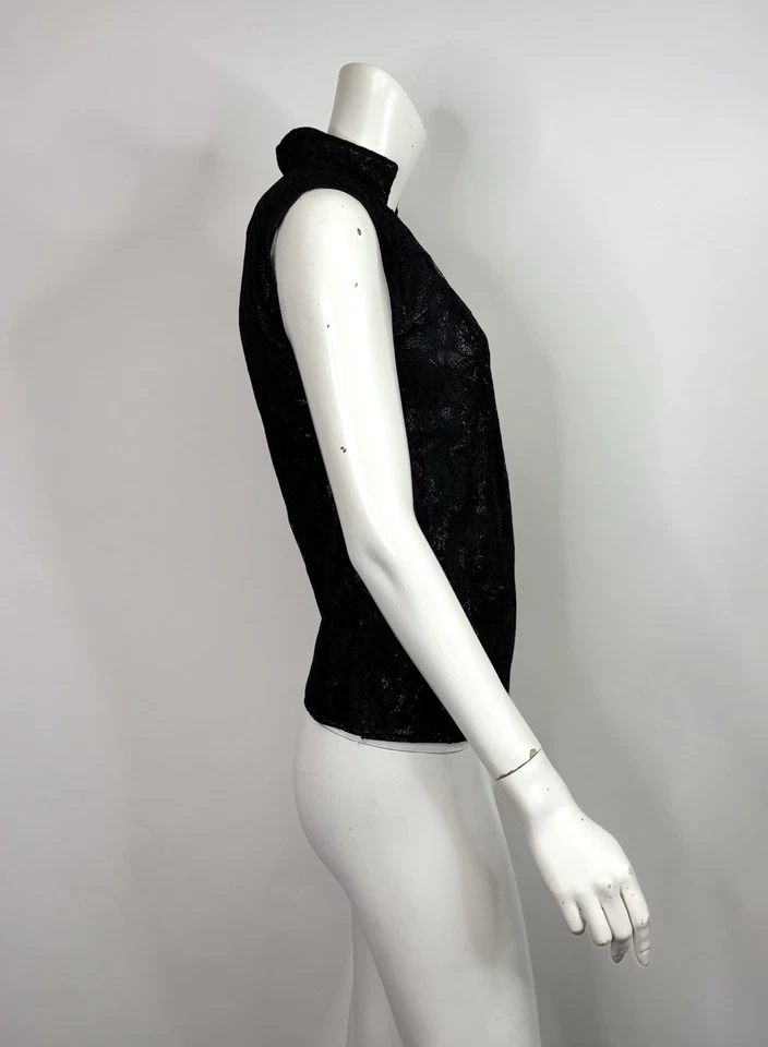 Винтажный Balenciaga Париж 2010 черный кружевной оверлей жилет FR38 - Изображение 4 из 4