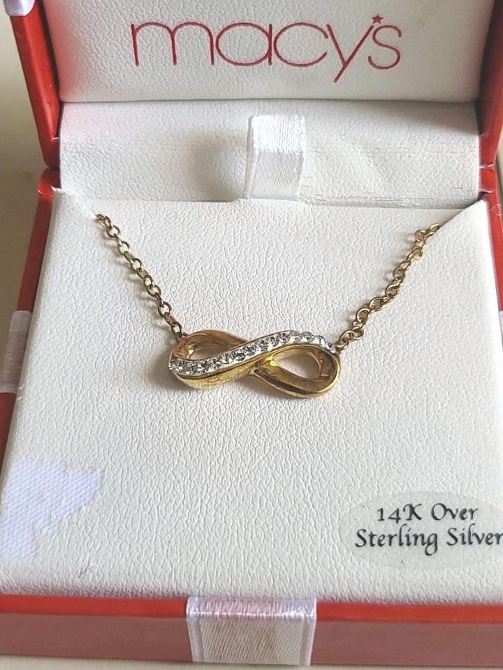 梅西百货 14k 纯银无限项链全新带盒 美丽  — 第 2/4 张图片