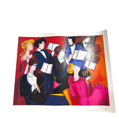 Linda Le Kinff Seriolithograph ACCORDS Orchestra Vibrant Art 22x18 Pencil Signed