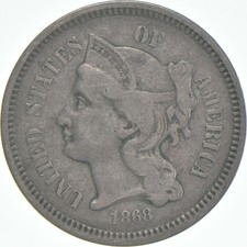 1868 Three Cent Piece Trime - Early US Type Coin 3 Cent! *0526