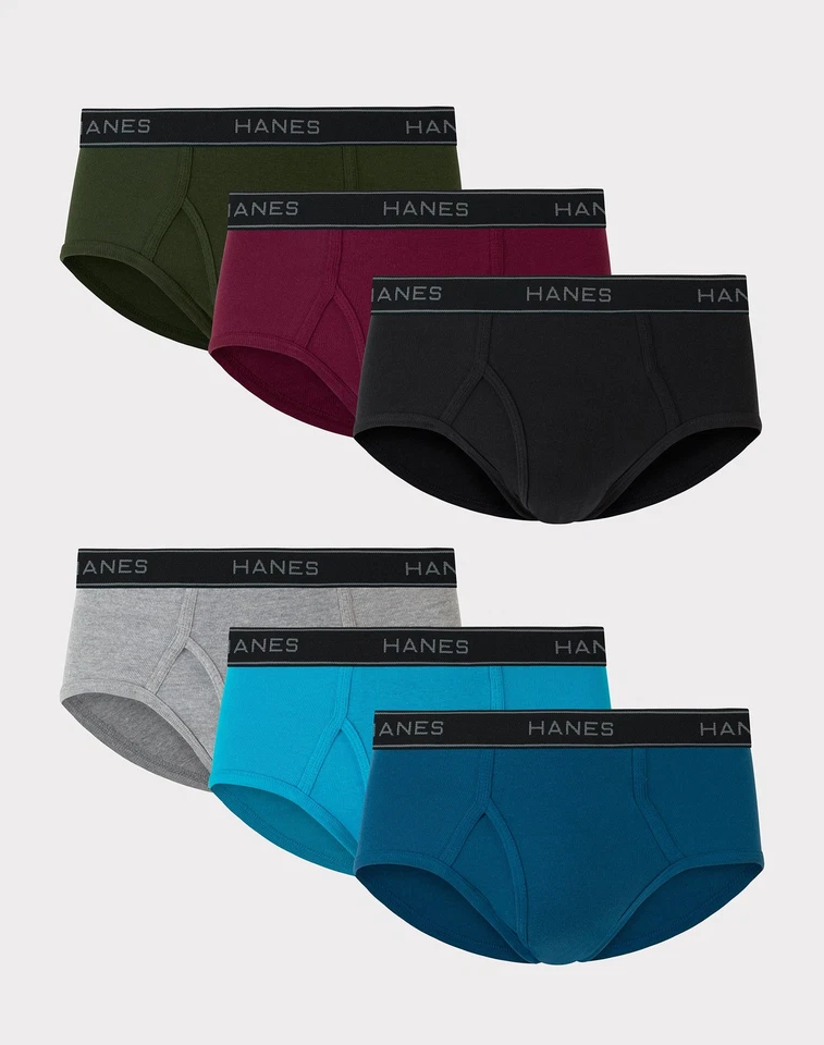 Paquete de 6 calzoncillos ropa interior Hanes para hombre tiro medio sin etiquetas absorción comodidad cintura flexible