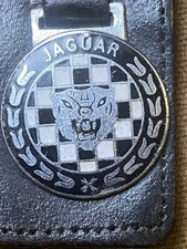 Vintage Jaguar E-Type Leather Key Fob Keychain Original British Dealer Rare