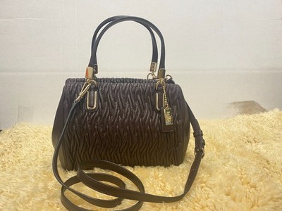 Coach F49723 Madison Gathered Twist Leather Mini Satchel Burgundy