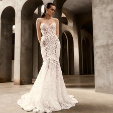 Sweetheart Neck Detachable Sleeves Lace Mermaid Wedding Dress Sweep Train Gown