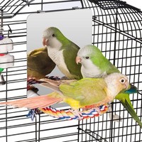 18Cm Edelstahl Vogel Spiegel Mit Seil Perch, Vogelspielzeug (M)