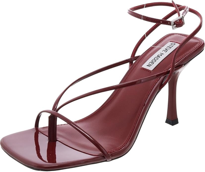 SAOLA Steve Madden sandalo donna Annie con tacco suola in gomma taglia 8 5 brevetto vino
