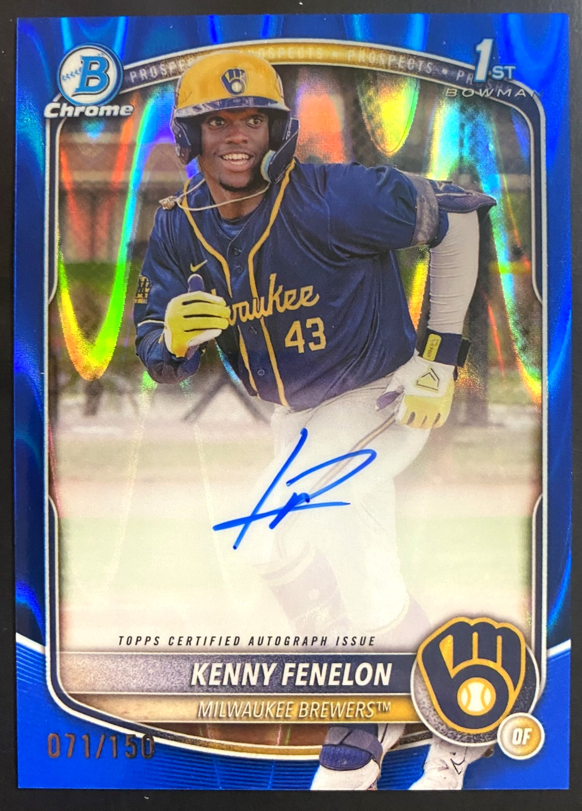 2025 Bowman Chrome Kenny Fenelon #CPA-KF 1st Bowman Blue RayWave Autograph /150