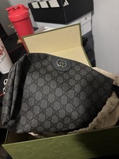 Gucci GG Supreme Black Monogram Toiletry Pouch with dust bag  box 