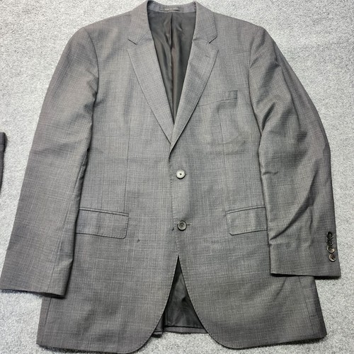 Traje de 2 piezas HUGO BOSS para hombre 40L largo 36x32 Super 100 lana gris a cuadros - Imagen 2 de 18